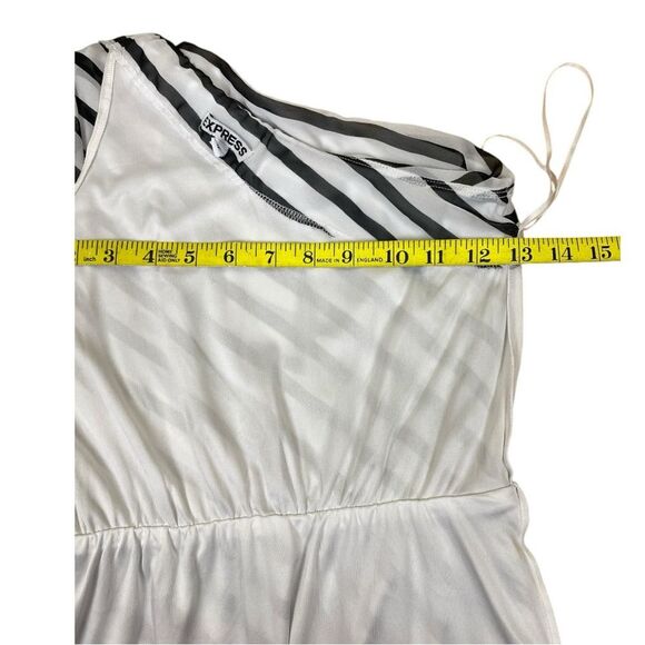 Express Elegant Dress Black White Striped Off the Shoulder Midi Size XS Y2K Slip - Picture 6 of 8